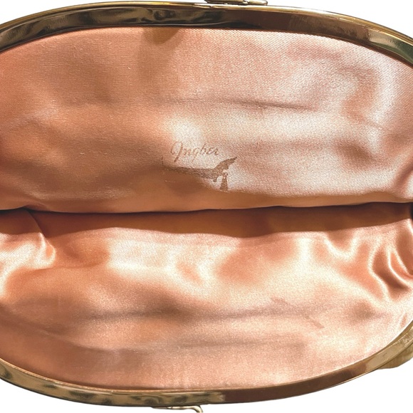 Vintage Ingber FoldOver Clutch Purse Canary Yellow Gold Hardware Kiss Lock Close - Picture 10 of 16